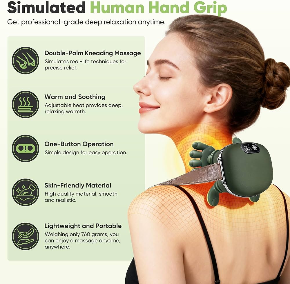 Heated Shoulder & Neck Massager with 4D Kneading – Electric Massage Device