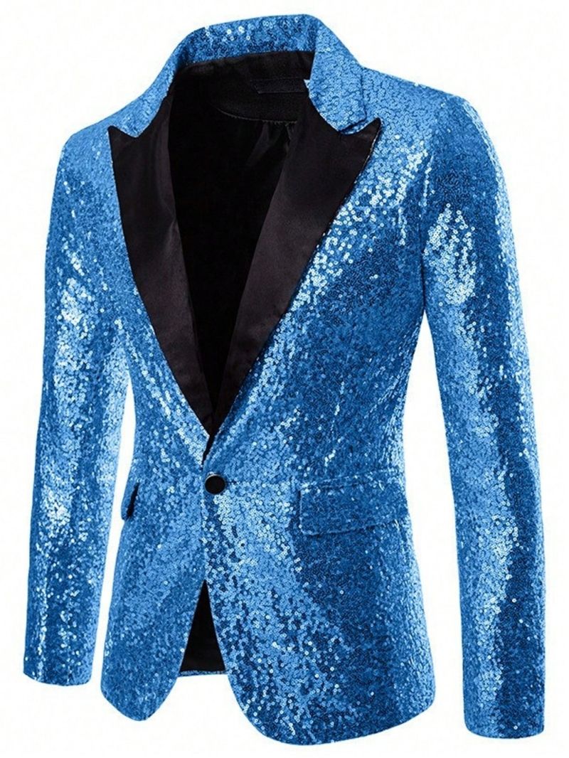 Men Shiny Gold Sequin Blazer Fashion Glitter Performance Costume Cool Formal Suit Jacket Stylish Groom Outfit Premium Party Nightclub Stage Wear for Men