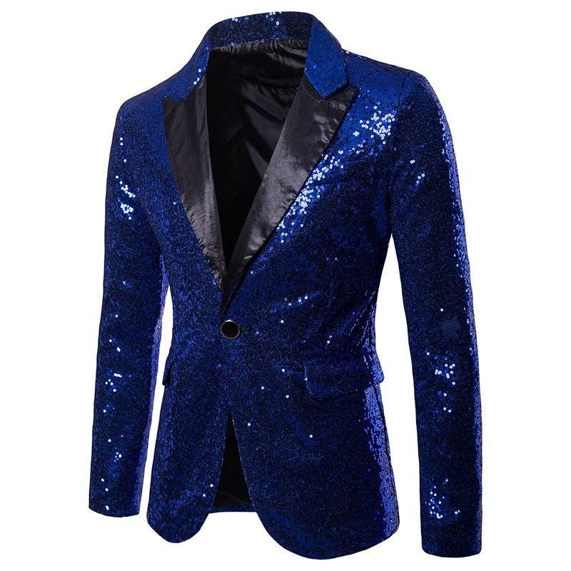 Men Shiny Gold Sequin Blazer Fashion Glitter Performance Costume Cool Formal Suit Jacket Stylish Groom Outfit Premium Party Nightclub Stage Wear for Men