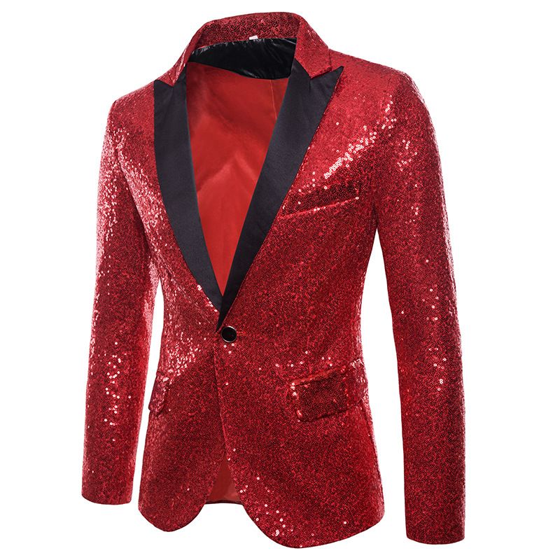 Men Shiny Gold Sequin Blazer Fashion Glitter Performance Costume Cool Formal Suit Jacket Stylish Groom Outfit Premium Party Nightclub Stage Wear for Men