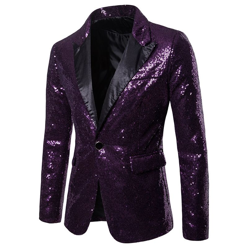 Men Shiny Gold Sequin Blazer Fashion Glitter Performance Costume Cool Formal Suit Jacket Stylish Groom Outfit Premium Party Nightclub Stage Wear for Men