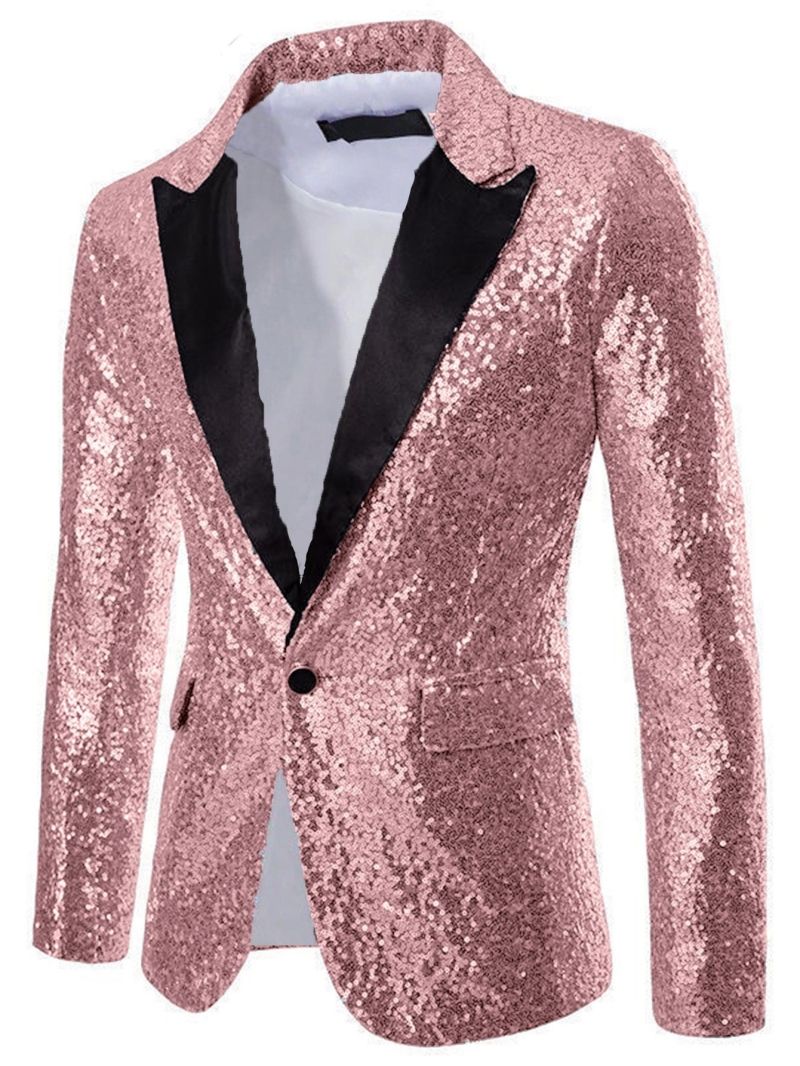 Men Shiny Gold Sequin Blazer Fashion Glitter Performance Costume Cool Formal Suit Jacket Stylish Groom Outfit Premium Party Nightclub Stage Wear for Men