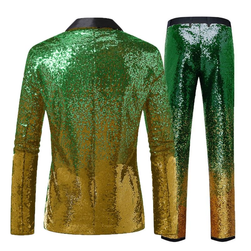 New Style Men's Gradient Sequin Suit Set | 2-Piece Club & Stage Performance Blazer Formal Dress | Shiny Party Evening Gown for Men