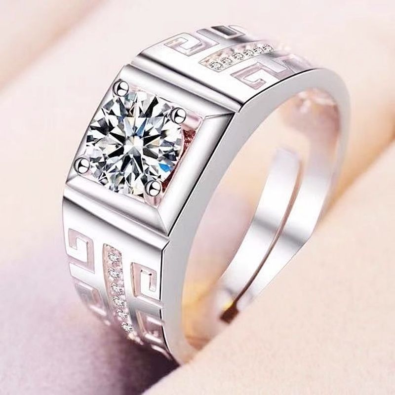 1 Carat Couples Diamond Rings | Moissanite Simulant & Zircon Adjustable Open Design | Fashion Engagement & Daily Wear Jewelry for Men & Women