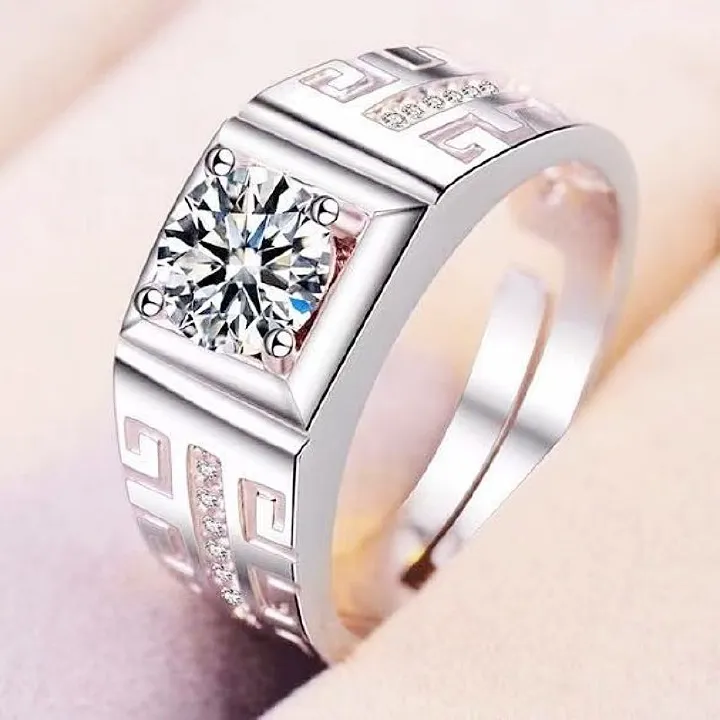 1 Carat Couples Diamond Rings | Moissanite Simulant & Zircon Adjustable Open Design | Fashion Engagement & Daily Wear Jewelry for Men & Women