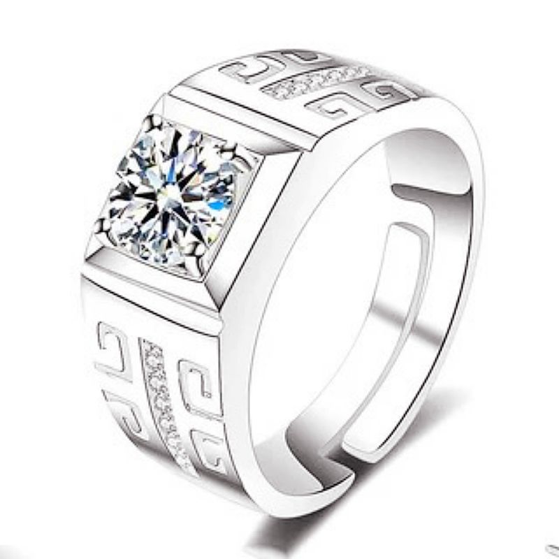 1 Carat Couples Diamond Rings | Moissanite Simulant & Zircon Adjustable Open Design | Fashion Engagement & Daily Wear Jewelry for Men & Women