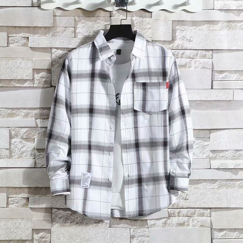 Luxury Men's 2-Piece Plaid Shirt Set: Premium Long-Sleeve Office Shirts for White-Collar Professionals - Breathable Cotton Blend, Classic Checkered Pattern, Formal & Casual Wear