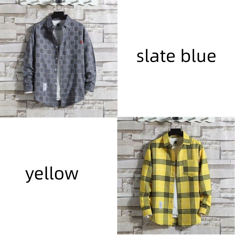 Luxury Men's 2-Piece Plaid Shirt Set: Premium Long-Sleeve Office Shirts for White-Collar Professionals - Breathable Cotton Blend, Classic Checkered Pattern, Formal & Casual Wear