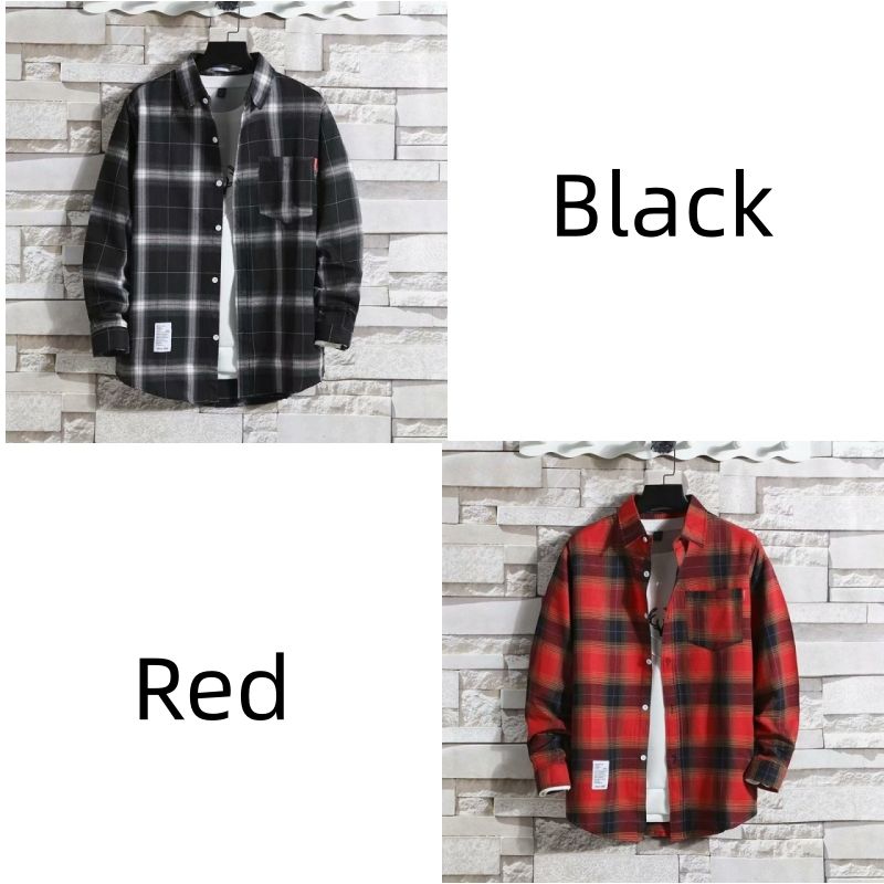 Luxury Men's 2-Piece Plaid Shirt Set: Premium Long-Sleeve Office Shirts for White-Collar Professionals - Breathable Cotton Blend, Classic Checkered Pattern, Formal & Casual Wear