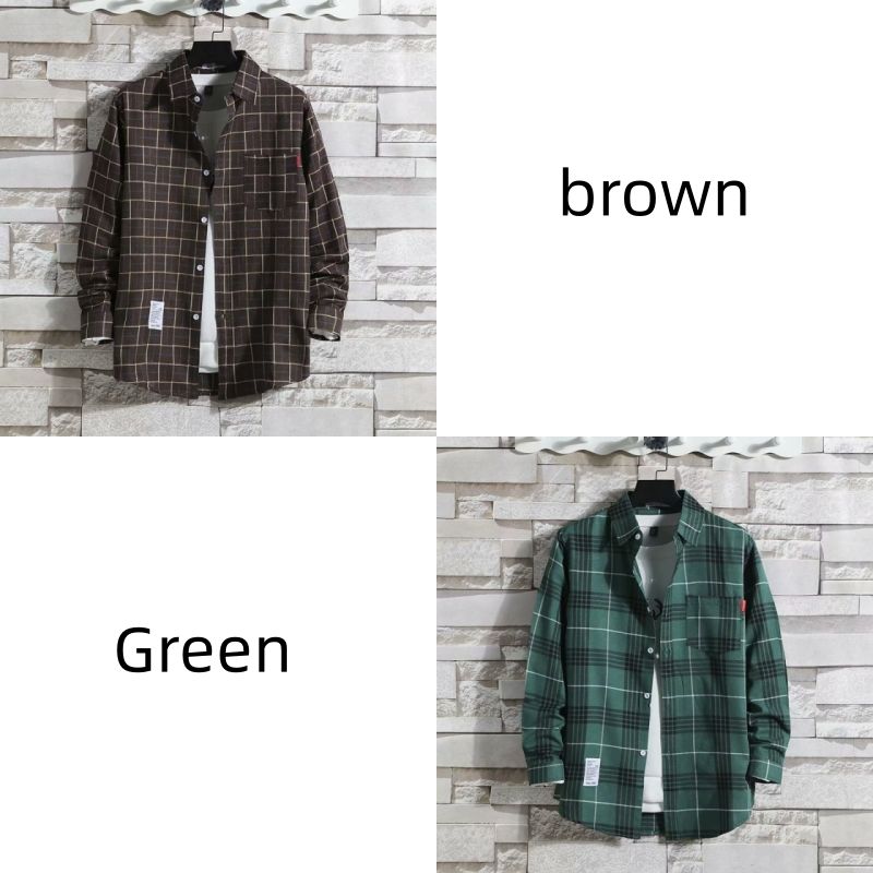 Luxury Men's 2-Piece Plaid Shirt Set: Premium Long-Sleeve Office Shirts for White-Collar Professionals - Breathable Cotton Blend, Classic Checkered Pattern, Formal & Casual Wear