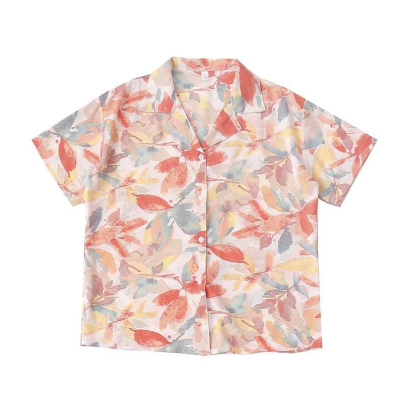 Unisex Fashionable Casual Floral Shirts Summer Relaxed Fit Couple Matching Blouses Trendy Beach Vacation Tops for Songkran Festival Party Hipster Streetwear Outfits