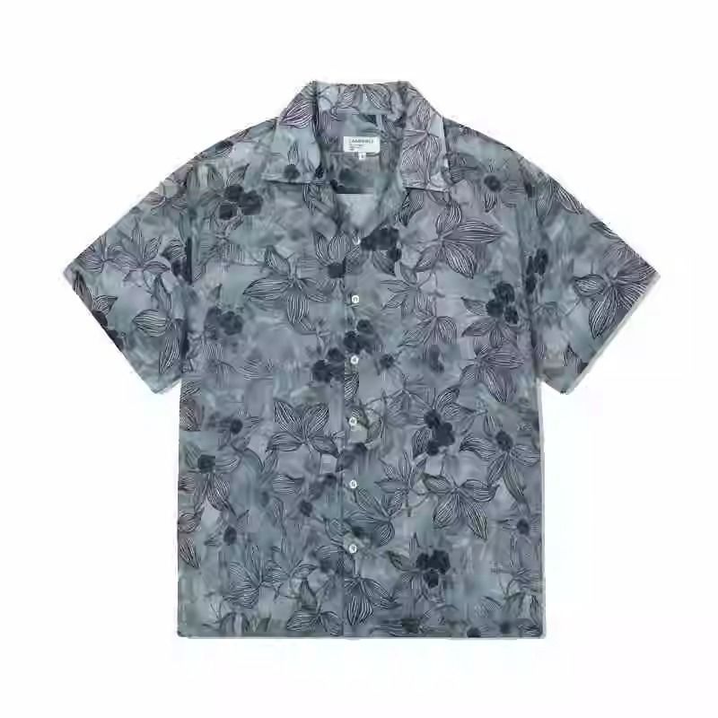 Unisex Fashionable Casual Floral Shirts Summer Relaxed Fit Couple Matching Blouses Trendy Beach Vacation Tops for Songkran Festival Party Hipster Streetwear Outfits