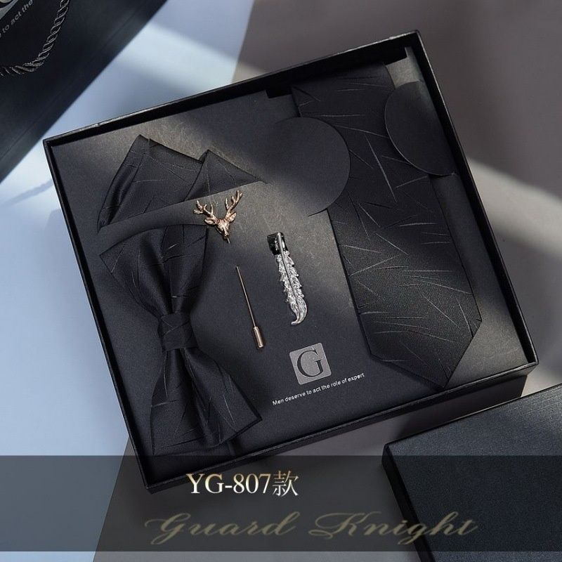 High-Grade Men's Tie & Bowtie Set Formal Suit Accessories Gift Box Packaged Wedding Groom Groomsmen Matching Neckwear Ideal Present for Men & Successful Gents Formal Occasion Essential