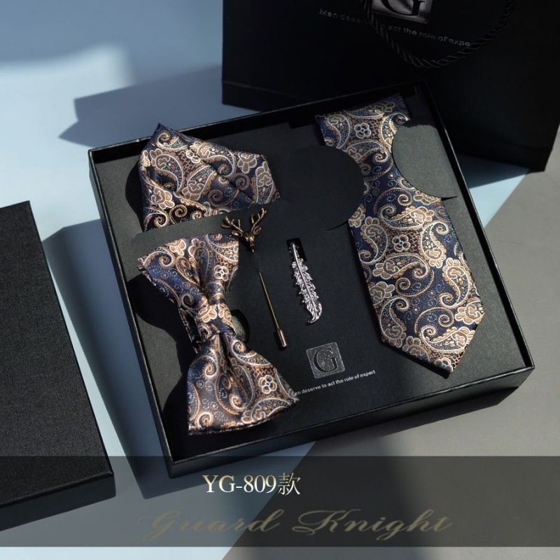 High-Grade Men's Tie & Bowtie Set Formal Suit Accessories Gift Box Packaged Wedding Groom Groomsmen Matching Neckwear Ideal Present for Men & Successful Gents Formal Occasion Essential
