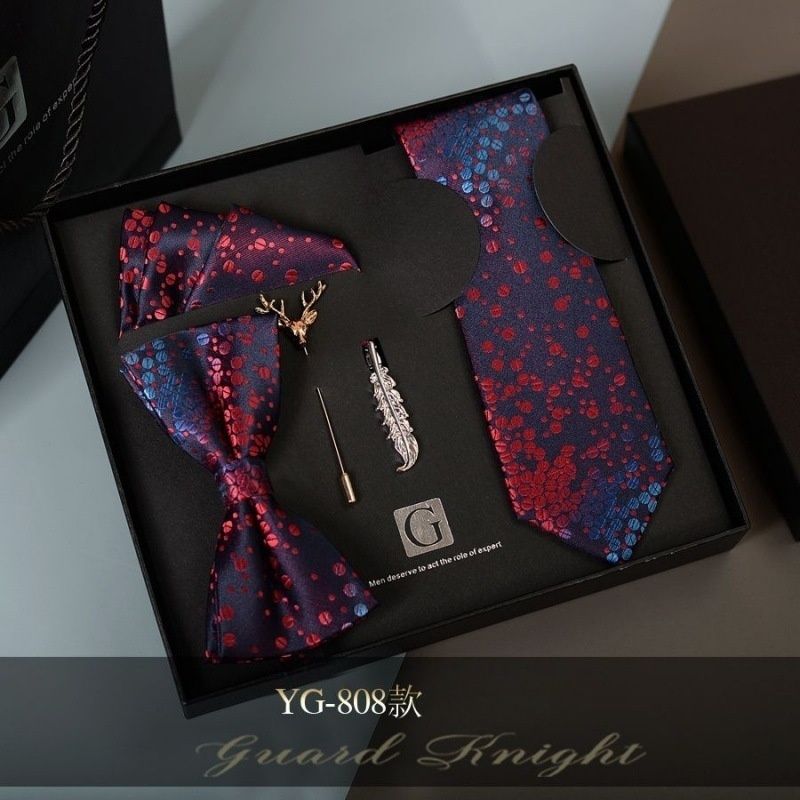High-Grade Men's Tie & Bowtie Set Formal Suit Accessories Gift Box Packaged Wedding Groom Groomsmen Matching Neckwear Ideal Present for Men & Successful Gents Formal Occasion Essential