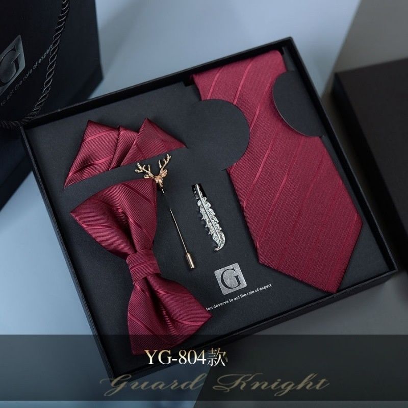 High-Grade Men's Tie & Bowtie Set Formal Suit Accessories Gift Box Packaged Wedding Groom Groomsmen Matching Neckwear Ideal Present for Men & Successful Gents Formal Occasion Essential