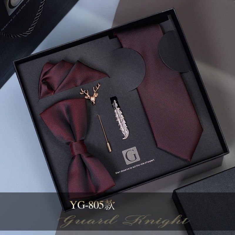 High-Grade Men's Tie & Bowtie Set Formal Suit Accessories Gift Box Packaged Wedding Groom Groomsmen Matching Neckwear Ideal Present for Men & Successful Gents Formal Occasion Essential