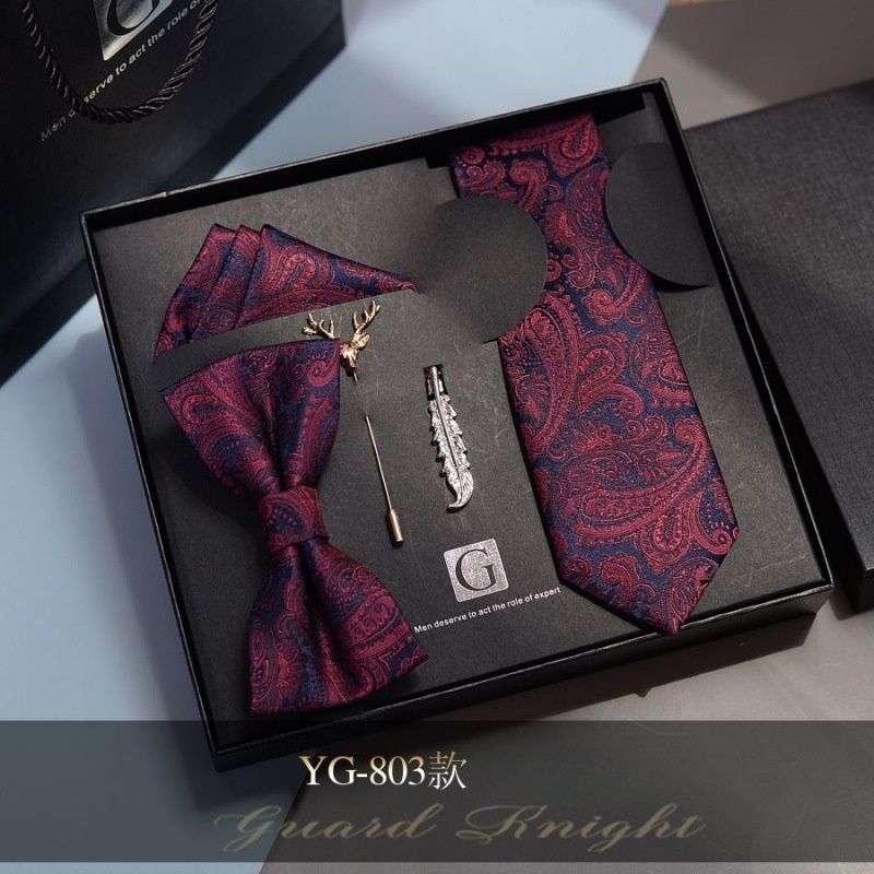 High-Grade Men's Tie & Bowtie Set Formal Suit Accessories Gift Box Packaged Wedding Groom Groomsmen Matching Neckwear Ideal Present for Men & Successful Gents Formal Occasion Essential