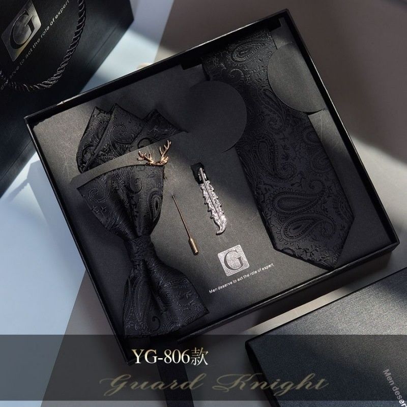 High-Grade Men's Tie & Bowtie Set Formal Suit Accessories Gift Box Packaged Wedding Groom Groomsmen Matching Neckwear Ideal Present for Men & Successful Gents Formal Occasion Essential