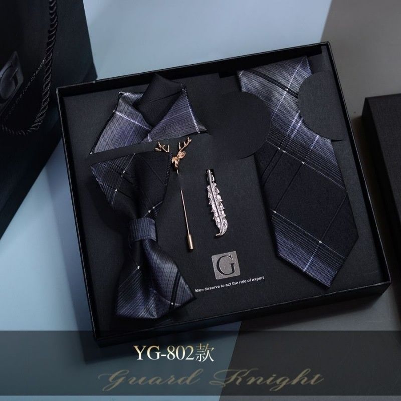 High-Grade Men's Tie & Bowtie Set Formal Suit Accessories Gift Box Packaged Wedding Groom Groomsmen Matching Neckwear Ideal Present for Men & Successful Gents Formal Occasion Essential