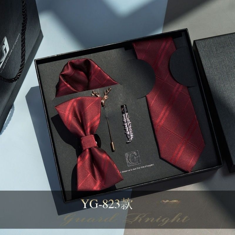 High-Grade Men's Tie & Bowtie Set Formal Suit Accessories Gift Box Packaged Wedding Groom Groomsmen Matching Neckwear Ideal Present for Men & Successful Gents Formal Occasion Essential