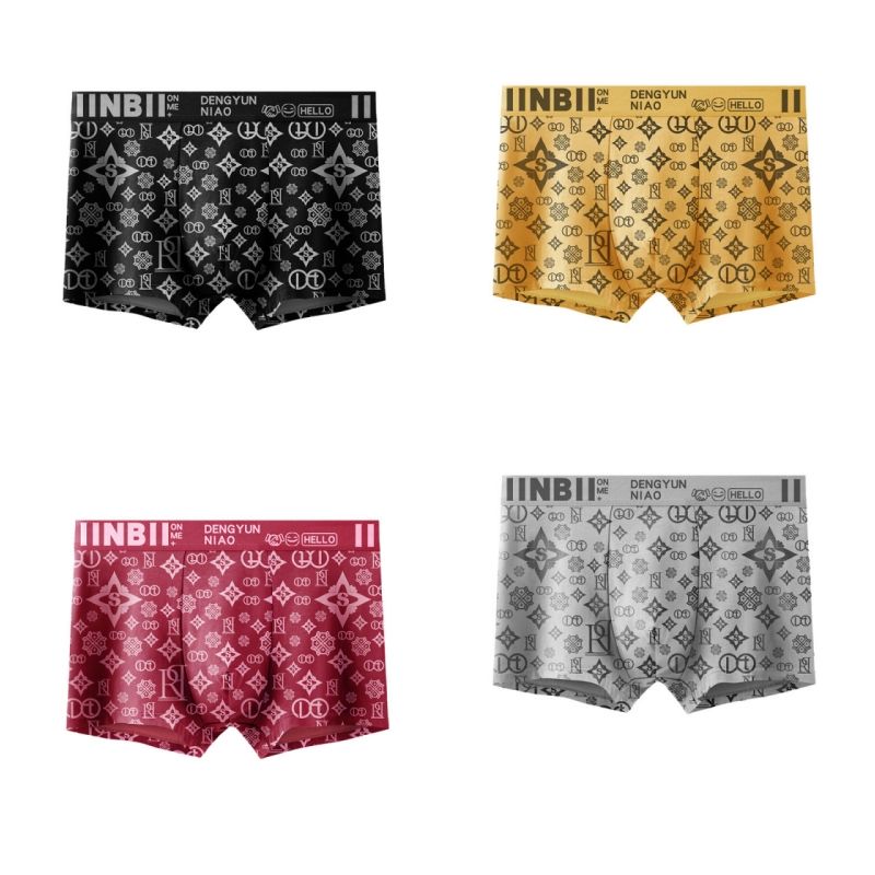 4-Pack Fashion Men's Underwear - High-Quality Printed Boxer Briefs Breathable Mid-Waist Shorts for Young Men Comfortable & Soft Daily Wear