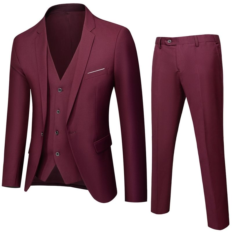 Premium Men's 2-Piece Slim-Fit Suit Set Business Professional Formal Attire Groomsmen Groom Wedding Dress