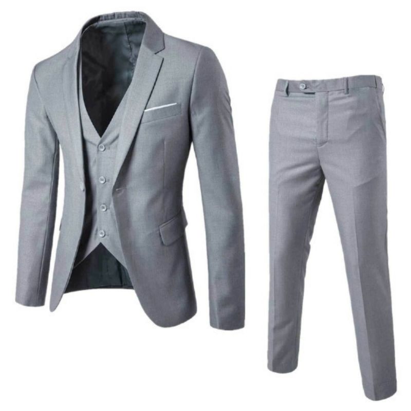 Premium Men's 2-Piece Slim-Fit Suit Set Business Professional Formal Attire Groomsmen Groom Wedding Dress
