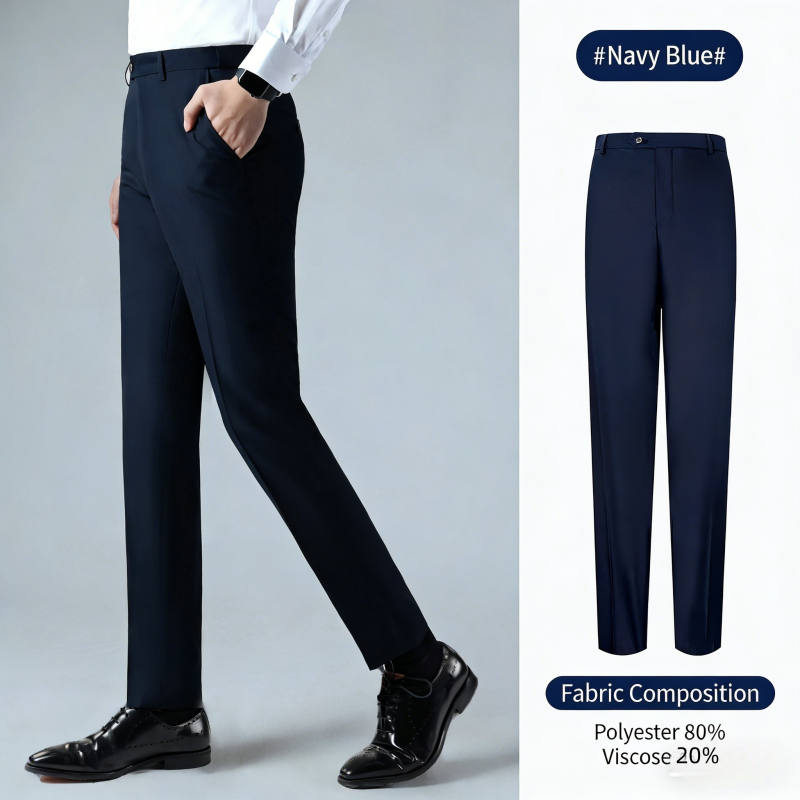 Premium Men's High-End Dress Pants Straight Leg Drapey Cropped Ankle Suit Trousers Versatile Business Formal Office Wear Casual Tailored Men's Suit Pants