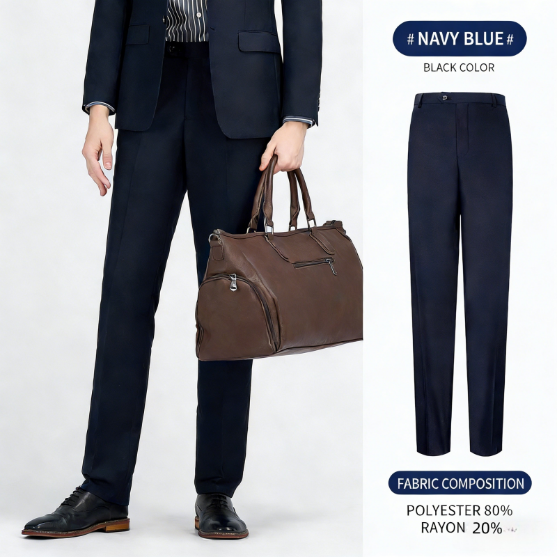 Premium Men's High-End Dress Pants Straight Leg Drapey Cropped Ankle Suit Trousers Versatile Business Formal Office Wear Casual Tailored Men's Suit Pants