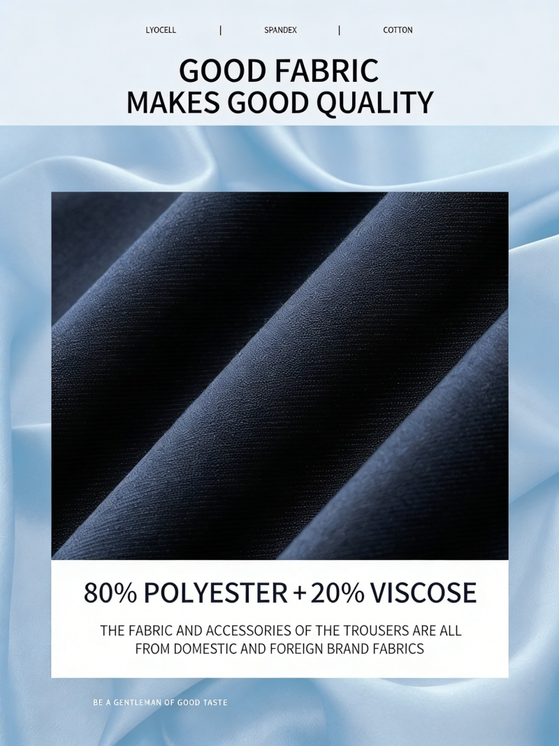 Premium Men's High-End Dress Pants Straight Leg Drapey Cropped Ankle Suit Trousers Versatile Business Formal Office Wear Casual Tailored Men's Suit Pants