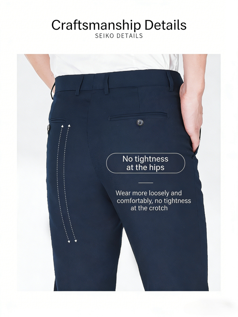 Premium Men's High-End Dress Pants Straight Leg Drapey Cropped Ankle Suit Trousers Versatile Business Formal Office Wear Casual Tailored Men's Suit Pants