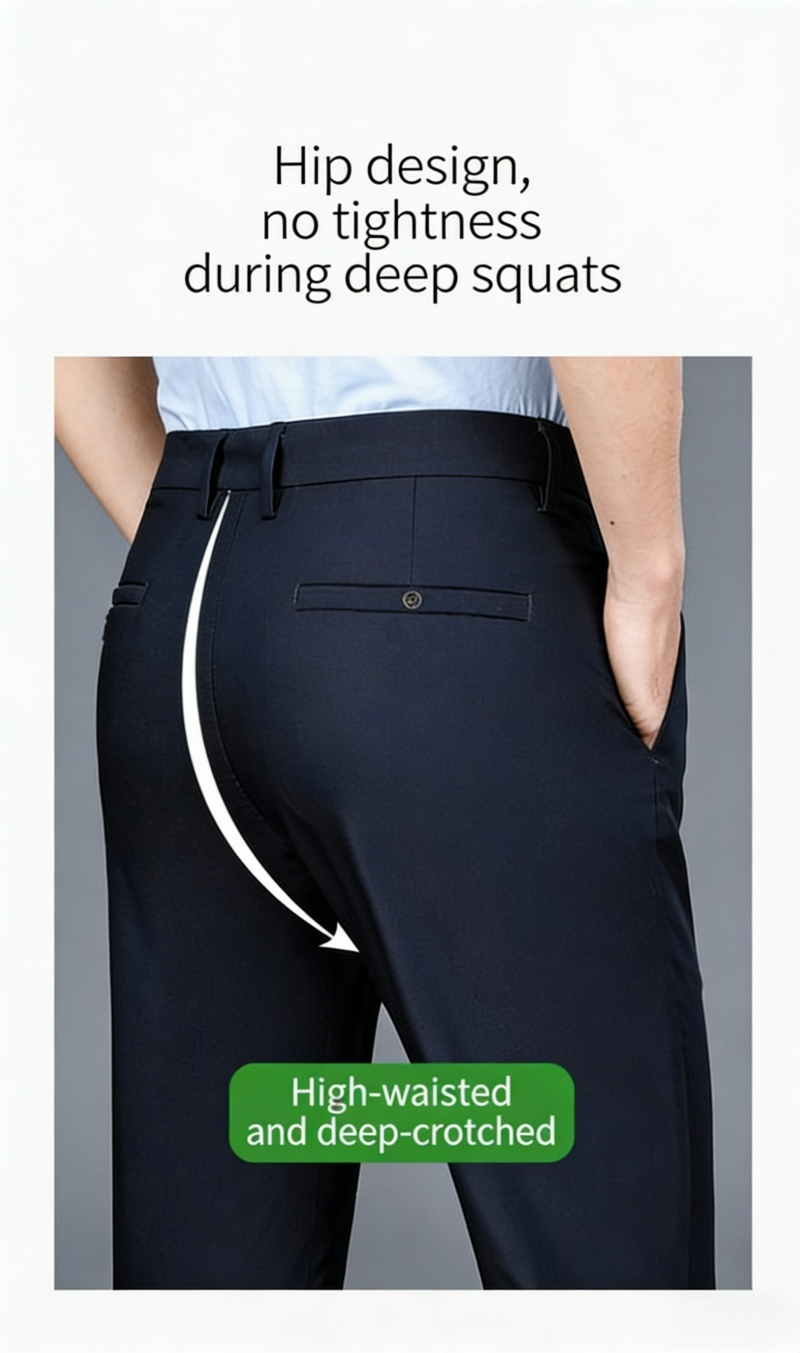 Premium Men's High-End Black Dress Pants Slim Fit Stretch Fabric Straight Leg Business Formal Suit Trousers Versatile Workwear Cargo Pants for Office & Daily Business Attire