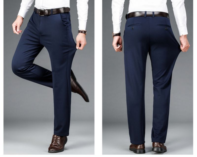 Premium Fall & Winter New Arrival Men's 4-Way Stretch Casual Pants Thick Fabric Straight Leg Long Trousers Stylish Pants for Middle-Aged & Young Men Business Office Attire for White-Collar Workers