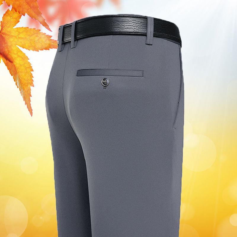 Premium Fall & Winter New Arrival Men's 4-Way Stretch Casual Pants Thick Fabric Straight Leg Long Trousers Stylish Pants for Middle-Aged & Young Men Business Office Attire for White-Collar Workers