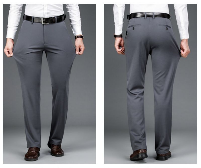 Premium Fall & Winter New Arrival Men's 4-Way Stretch Casual Pants Thick Fabric Straight Leg Long Trousers Stylish Pants for Middle-Aged & Young Men Business Office Attire for White-Collar Workers