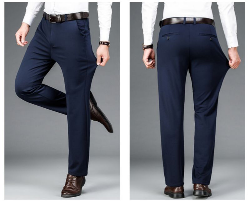 Premium Fall & Winter New Arrival Men's 4-Way Stretch Casual Pants Thick Fabric Straight Leg Long Trousers Stylish Pants for Middle-Aged & Young Men Business Office Attire for White-Collar Workers