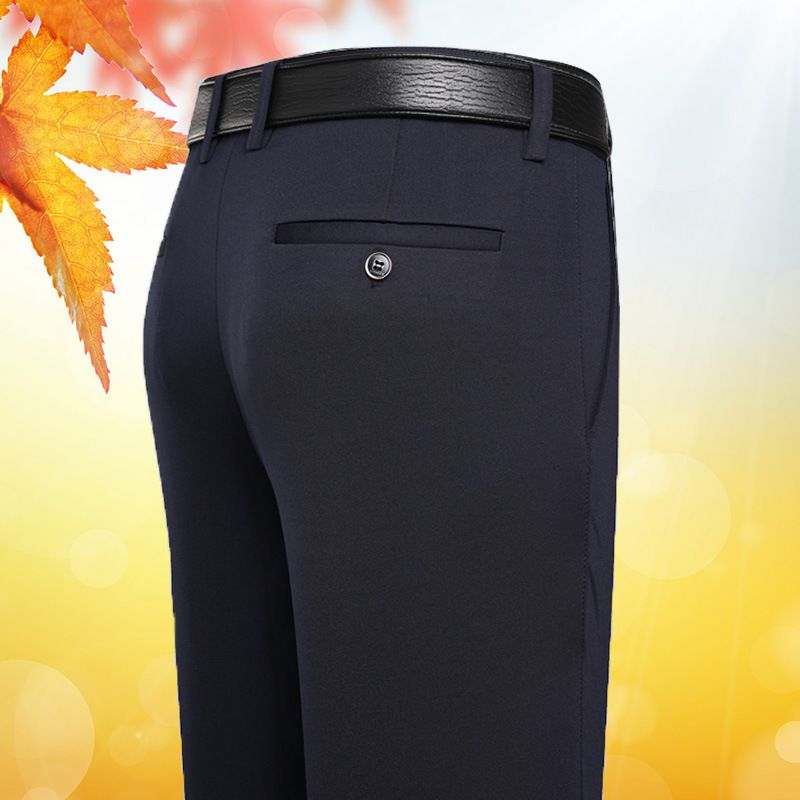 Premium Fall & Winter New Arrival Men's 4-Way Stretch Casual Pants Thick Fabric Straight Leg Long Trousers Stylish Pants for Middle-Aged & Young Men Business Office Attire for White-Collar Workers