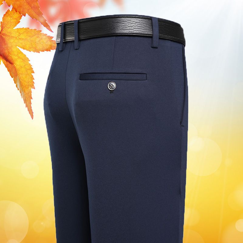 Premium Fall & Winter New Arrival Men's 4-Way Stretch Casual Pants Thick Fabric Straight Leg Long Trousers Stylish Pants for Middle-Aged & Young Men Business Office Attire for White-Collar Workers