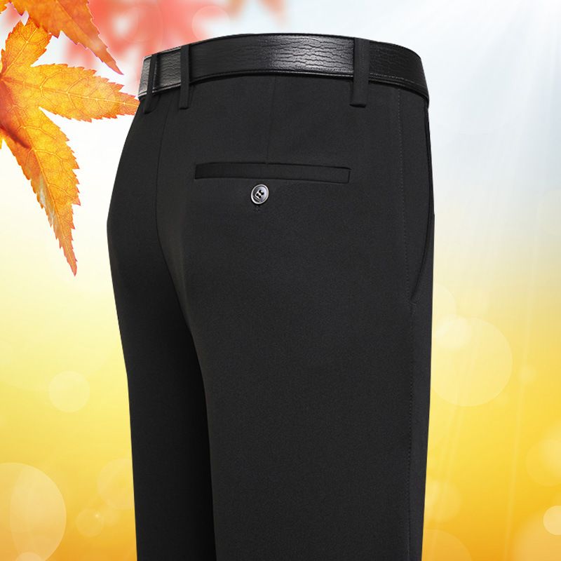 Premium Fall & Winter New Arrival Men's 4-Way Stretch Casual Pants Thick Fabric Straight Leg Long Trousers Stylish Pants for Middle-Aged & Young Men Business Office Attire for White-Collar Workers