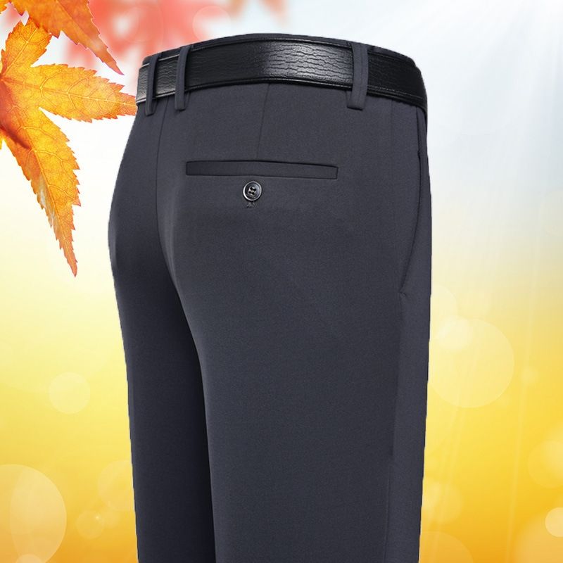 Premium Fall & Winter New Arrival Men's 4-Way Stretch Casual Pants Thick Fabric Straight Leg Long Trousers Stylish Pants for Middle-Aged & Young Men Business Office Attire for White-Collar Workers