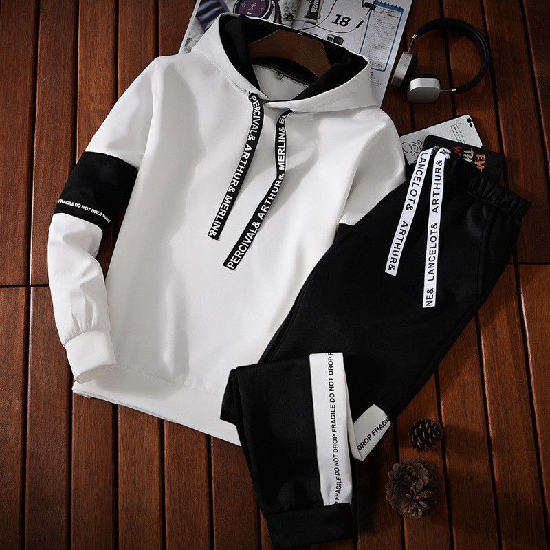New Arrival Premium High-End Men's Casual Set Spring & Autumn Thin Style Streetwear Brand Sports Trendy Handsome Sweatshirt & Jacket Complete Two-Piece Outfit for Men