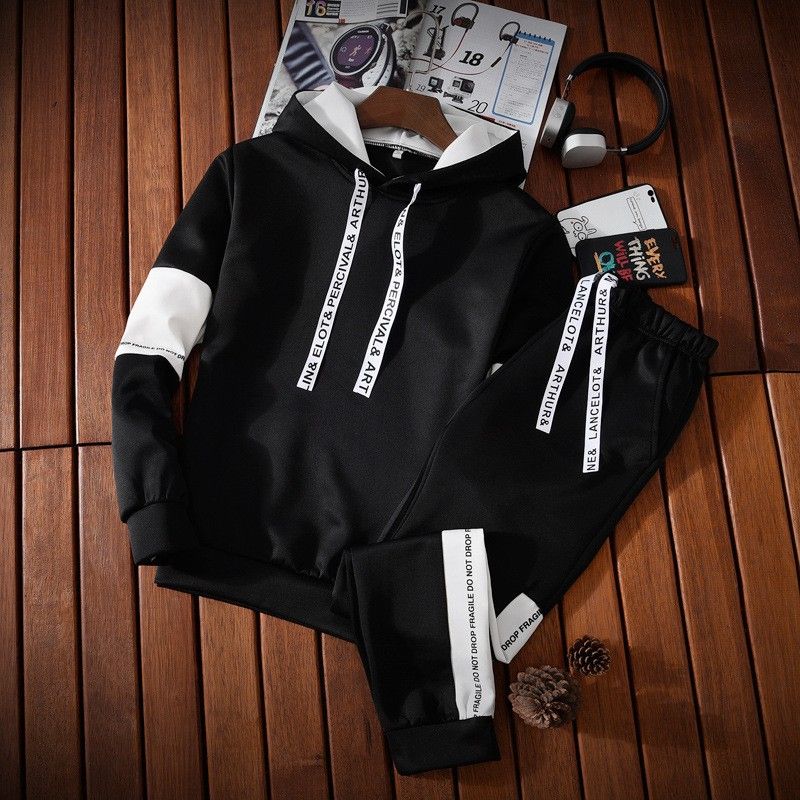 New Arrival Premium High-End Men's Casual Set Spring & Autumn Thin Style Streetwear Brand Sports Trendy Handsome Sweatshirt & Jacket Complete Two-Piece Outfit for Men