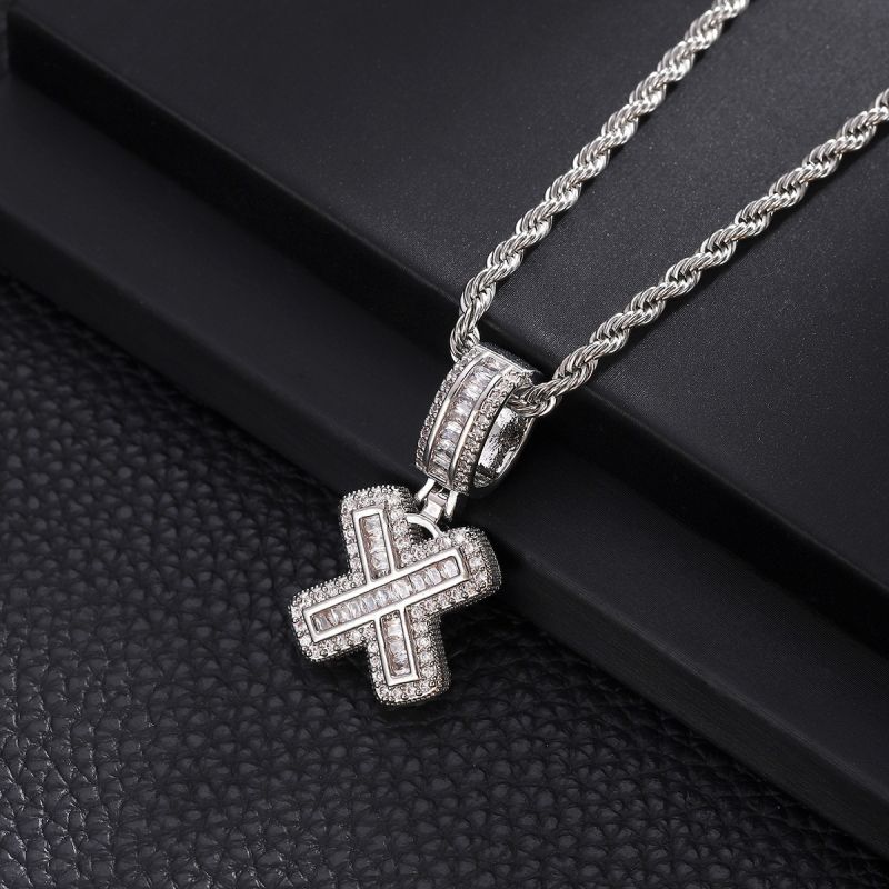 3-Pack Rock Sugar Letter Pendants European & American Hip-Hop Copper Inlaid Zircon Fashion Trendy Personalized 26 Alphabet Letters Pendant Necklace Unisex Couple Jewelry Accessories