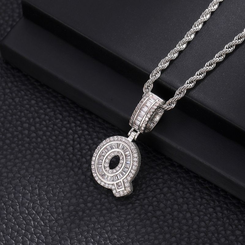 3-Pack Rock Sugar Letter Pendants European & American Hip-Hop Copper Inlaid Zircon Fashion Trendy Personalized 26 Alphabet Letters Pendant Necklace Unisex Couple Jewelry Accessories