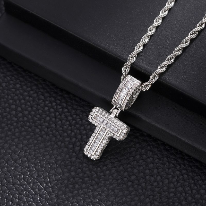 3-Pack Rock Sugar Letter Pendants European & American Hip-Hop Copper Inlaid Zircon Fashion Trendy Personalized 26 Alphabet Letters Pendant Necklace Unisex Couple Jewelry Accessories