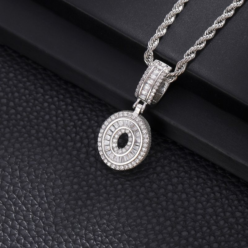 3-Pack Rock Sugar Letter Pendants European & American Hip-Hop Copper Inlaid Zircon Fashion Trendy Personalized 26 Alphabet Letters Pendant Necklace Unisex Couple Jewelry Accessories