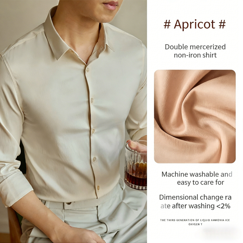 Luxury Grade Business Style Men's Solid Color Long Sleeve Dress Shirt Office Commute Gentleman Smart Casual Formal Shirt Premium High-End Texture Button-Down Shirt