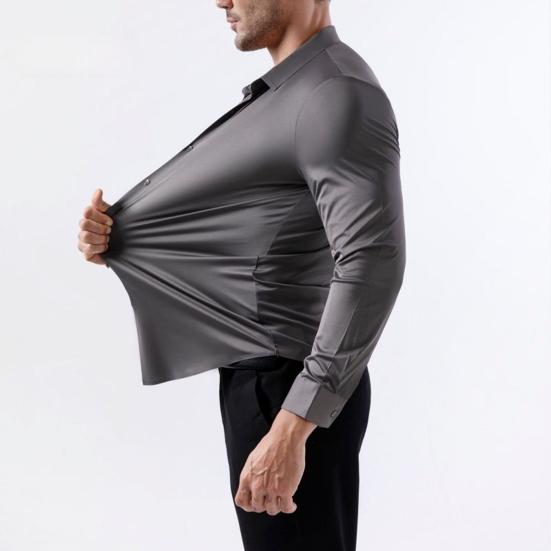 Seamless High Stretch Men's 4-Way Stretch Dress Shirt Wrinkle Resistant No Iron EU Size Men's Casual Formal Shirt Hot Selling Business Top