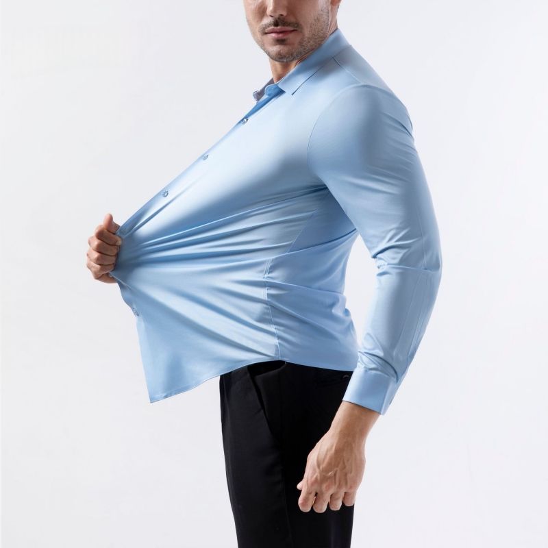 Seamless High Stretch Men's 4-Way Stretch Dress Shirt Wrinkle Resistant No Iron EU Size Men's Casual Formal Shirt Hot Selling Business Top